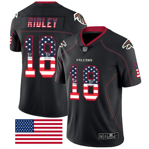 Atlanta Falcons Limited Black Men Calvin Ridley Jersey NFL Football #18 Rush USA Flag